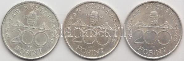 1993-94. 200Ft Ag "MNB" / "Deák" (3x) T:2