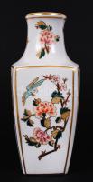 Hollóházi virágmintás váza, kézzel festett, jelzett, hibátlan, m: 24 cm