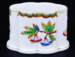 Herendi Viktória mintás fogpiszkáló tartó, kézzel festett, jelzett, hibátlan, 7,5×4 cm, m:6 cm