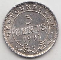 Új-Fundland 1941. 5p Ag VI. György T:2 Newfoundland 1941. 5 pence Ag George VI C:XF