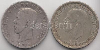 Svédország 1916. 1K Ag "V. Gusztáv" + 1948. 1K Ag "V.Gusztáv" T:3
Sweden 1916. 1...