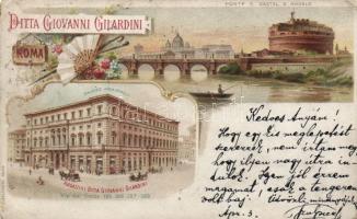 Rome, Marignoli palace, Castel Sant'Angelo, litho (EK)