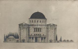 Trieste - 2 postcards, construction drawings of the synagogue