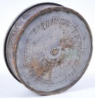 cca 1930 Réz rózsavíz tartó, színezett cizellált díszítés, d: 6 cm /
rose water holding