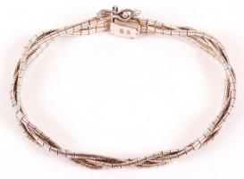Ezüst (Ag), fonott, modern karkötő biztonsági zárral, jelzettel, bruttó: 20g, hossza: 19 cm / Silver braided bracelet 