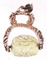 Gazdagon díszített ezüst (Ag) pecséthenger, féldrágakő, mindegyik oldalán arab felirattal, bruttó: 10g, 3 cm / Silver cylinder seal