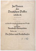 1938. "Szolgálati kitüntetés arany fokozata 40 éves szolgálat után" aranyozott bronz kitün...