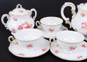 Zsolnay hiányos teás készlet, jelzett (háború előtti), hibátlan, matricás