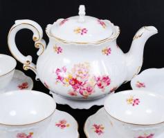 Zsolnay hiányos teás készlet, jelzett (háború előtti), hibátlan, matricás