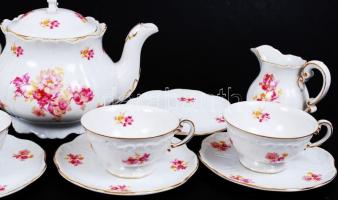 Zsolnay hiányos teás készlet, jelzett (háború előtti), hibátlan, matricás