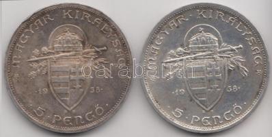 1938. 5P Ag Szent István (2x) T:2