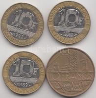 Franciaország 1976-1991. 10Fr (4x) klf T:2 France 1976-1991. 10 Francs (4x) different C:XF