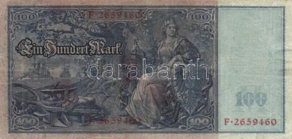 Német Birodalom/Császárság 1910. 100M piros pecsét és sorszám (5x) T:III
German Empire 1910. 100 Mar...