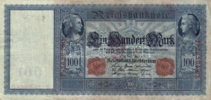 Német Birodalom/Császárság 1910. 100M piros pecsét és sorszám (5x) T:III
German Empire 1910. 100 Mar...