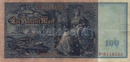 Német Birodalom/Császárság 1910. 100M piros pecsét és sorszám (5x) T:III
German Empire 1910. 100 Mar...