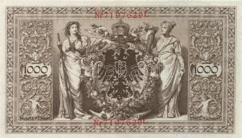 Német Birodalom/Császárság 1910. 1000M hétjegyű sorszám, piros pecsét (5x) T:I-/II
German Empire 191...