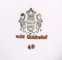 Schaubach Kunst német sárkányos váza, jelzett, aranyozott, festési hibákkal, m:15 cm, d:14 cm