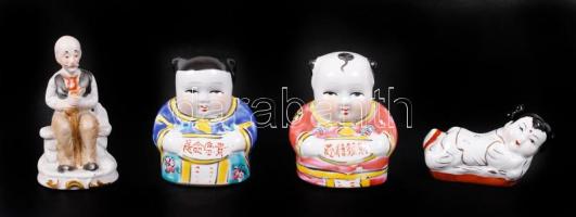 4 db kézzel festett figura, jelzés nélkül, hibátlanok, m:4-9 cm