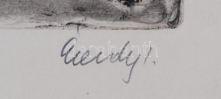 Élesdy István (1912-1987): Budai Vár, Fortuna utca. Rézkarc, papír, jelzett, feltekerve, 43x61cm