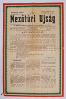 1920. Mezőtúri újság, rendkívüli kiadás. A magyar nemzeti hadsereg bevonulásának emlékére. 46x30 cm.
