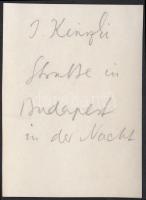 cca 1932 Kinszki Imre (1901-1945): "Straße in Budapest in der Nacht" - Budapest éjjel. Vin...