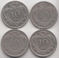 Ausztria 1893-1910. 10h (4x) T:2-,3 Austria 1893-1910. 10 Heller (4x) C:VF,F