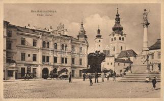 Besztercebánya Fő tér, Herzka testvérek és Knapp Mátyás üzlete / main square, shops (EB)