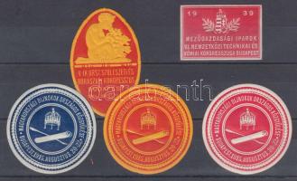 1914-1939 5 db Kongresszusi levélzáró, dombornyomással