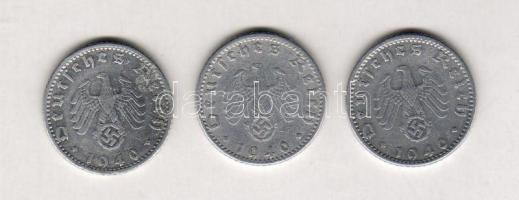 D.3.Reich 1940D (3x) 50Pf Alu h.k-tel T:3