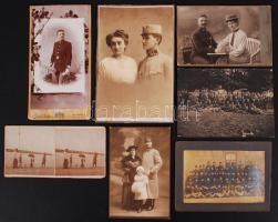 1900-1930 Katonai fotótél: 7db, kfl méretű, keményhátú fénykép /  Vintage military photos