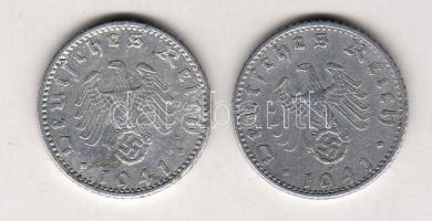 D.3.Reich 1941A + 1941F 50Pf Alu h.k-tel T:3