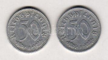 D.3.Reich 1941A + 1941F 50Pf Alu h.k-tel T:3