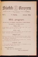 1925 Norvég sakkfolyóirat induló évfolyama. Félvászon kötésben. / 1925 Sjakk Reyvyen Norvegian chess-magazine complete starting year. In half-linen binding. 190p.