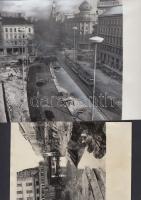 1966 Budapesti Blaha Lujza tér átépítése 6 db kfl méretű városfotó, egyik foltos
