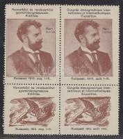 1913 Nemzetközi és Rendszerközi Gyorsírókongresszus Kiállítás, levélzáró négyestömb