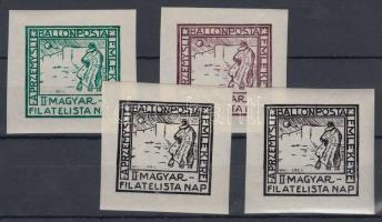 II. Magyar Filatelista Nap 4 db (3 klf) levélzáró