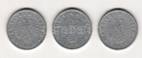 D.3.Reich 1939A (3x) 50Pf Alu h.k-tel T:3