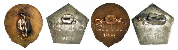 1959-67. 4db különféle vívással kapcsolatos jelvény, kettő zománcozott T:2