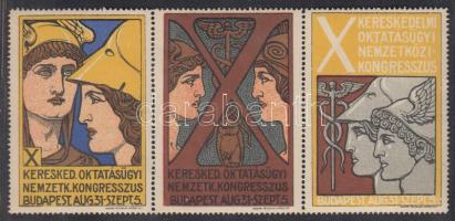 1913 Kereskedelmi Oktatásügyi Nemzetközi Kongresszus levélzáró 3-as csík