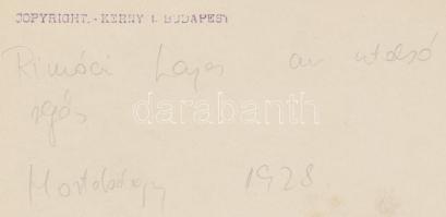 1928 Kerny István (1879-1963): "Rimóczi Lajos, az utolsó regős, Hortobágy". Vintage fotó, ...