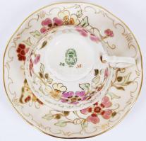 Zsolnay pillangó mintás mokkás csésze és csészealj, kézzel festett, jelzett, hibátlan/
Zsolnay hand ...