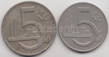 Csehszlovákia 1925-1938. 5K (2x) T:2 Czechoslovakia 1925-1938. 5 Korun (2x) C:XF