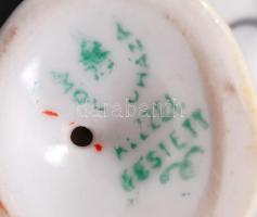 Hollóházi cica, kézzel festett, jelzett, hibátlan, m:8 cm