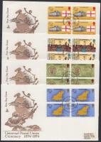 1974 100 éves az UPU sor ívsarki négyestömbökben Mi 106-109 + 4 db FDC nyégyestömbökkel