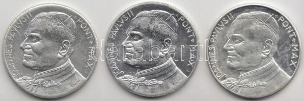 Vatikán DN II. János Pál ezüstözött fém emlékérem (3xklf) T:2,2- Vatican ND John Paul II silver plated metal medal (3xdiff) C:XF,VF