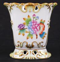 Herendi Viktória mintás áttört váza, kézzel festett, jelzett, hibátlan, m:12 cm / Herend porcelain hand-painted Victoria vase