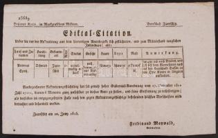 1815 Helytartótanácsi leirat, szökevények/rabok átszállításáról szóló rendelkezések. Brunszvik Józse...