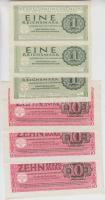 Német 3.Birodalom/Deutsche Wehrmacht (Német Véderő) 1944. 1M (3x) + 10M (3x) T:I-,II (hajtatlanok) German Third Reich/Deutsche Wehrmacht 1944. 1 Mark (3x) + 10 Mark (3x) C:AU,XF (unfolded)