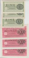 Német 3.Birodalom/Deutsche Wehrmacht (Német Véderő) 1944. 1M (3x) + 10M (3x) T:I-,II (hajtatlanok) German Third Reich/Deutsche Wehrmacht 1944. 1 Mark (3x) + 10 Mark (3x) C:AU,XF (unfolded)
