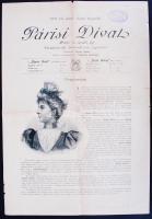 1894 Párisi divat divat és családi lap megjelenését hirdető 2. oldalas kiadvány, apró szakadásokkal
